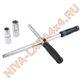 Ключ баллонный крест 17х19х21х23мм Gross 14270 раскладной, хромированный, в кейсе