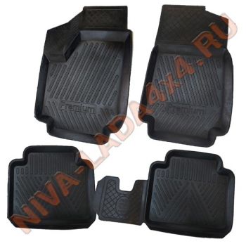 Коврики салона НИВА 2131 (4 детали, с перемычкой, резиновые) Rezkon