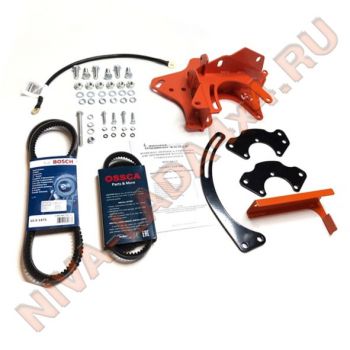 Кит комплект для переноса генератора НИВА 21214 ZST-2,5, кронштейн для машин с ГУРом (9 точек крепления) усиленный