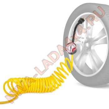 Шланг спиральный воздушный быстросъмный с манометром 4м. AVS HS-01