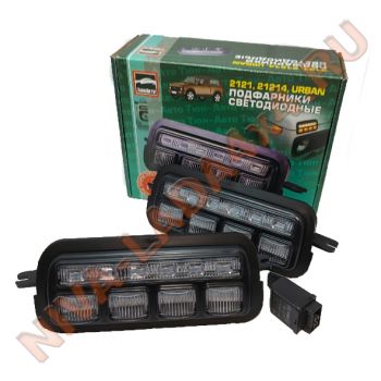 Подфарник НИВА 21214-3712010 / 21214-3712011 LED свет, c ДХО (комплект) Тюнавто, оригинал