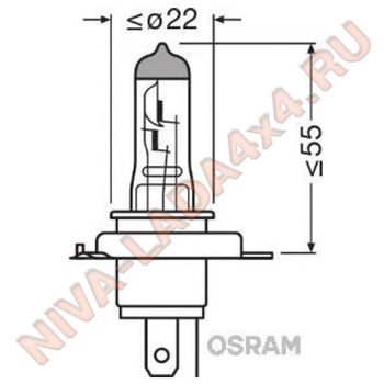Лампа H4 Osram 60/55+150% (64193 NL-HCB) Night Breaker Laser (2шт) EuroBox