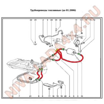 Шланг топливный от топливного фильтра к рампе НИВА-Шевроле 2123-1104210 БРТ 530мм