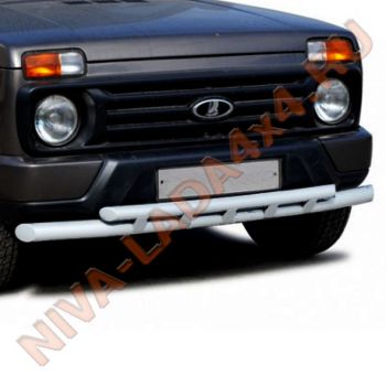 Защита бампера переднего НИВА ТС-0388 "труба двойная" URBAN под пластиковый бампер d63,5/51mm