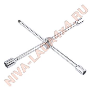 Ключ баллонный крест 17х19х21мм Gross 14250 раскладной, хромированный
