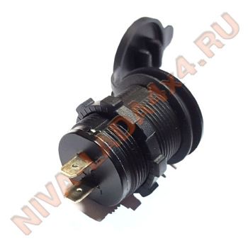 Разъем гнездо 2 USB DC:5V 4,8A с подсветкой, влагозащищенный круглый D-29мм