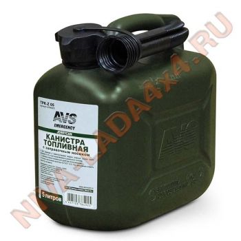Канистра топливная пластиковая AVS TPK-Z-05 с лейкой, 5л. Зеленая