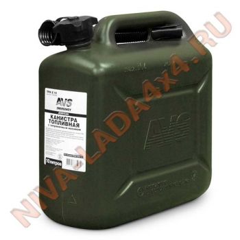 Канистра топливная пластиковая AVS TPK-Z-10 с лейкой, 10л. Зеленая