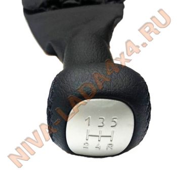 Рукоятка рычага управления КПП и КР НИВА с чехлами, эко-кожа цвет строчки черный исп. LUX