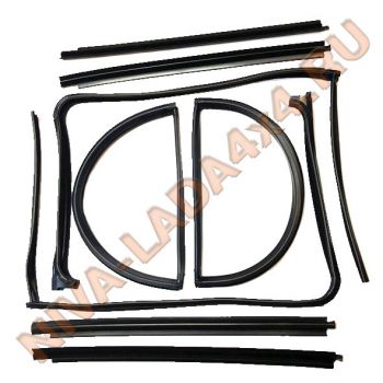 Уплотнитель стекла опускных и глухих задних дверей НИВА 2131 с 2019 г.в. Комплект 8 деталей. 21317-6203122; 21317-6203290; 21317-6203291; 21317-6203292; 21317-6203293; 21317-6203320; 21317-6203321; бархотки