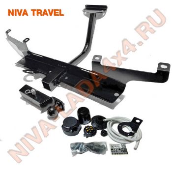 Тягово-сцепное устройство, ТСУ, фаркоп NIVA TRAVEL 2123 ТС-3151ABS с универсальным съемным шаром и защитой бампера + электрика