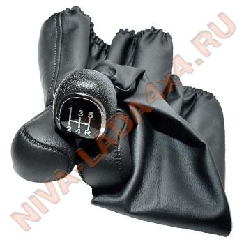 Рукоятка рычага управления КПП и КР НИВА с чехлами, эко-кожа, VestaHrom