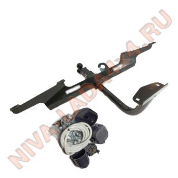 Тягово-сцепное устройство, ТСУ, фаркоп NIVA TRAVEL 2123 ТС-3151 без ABS с универсальным съемным шаром и защитой бампера + электрика