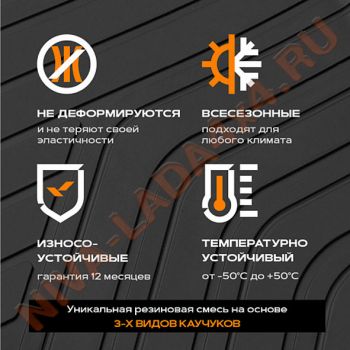 Коврики салона НИВА LEGEND (5 деталей) резиновые REZKON COMFORT