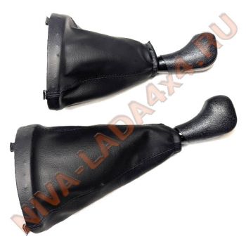 Рукоятка рычага управления КПП и Рукоятка рычага КР НИВА Шевроле М-0312 с чехлами, эко-кожа черный