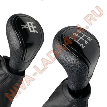 Рукоятка рычага управления КПП и Рукоятка рычага КР НИВА Шевроле М-0312 с чехлами, эко-кожа черный