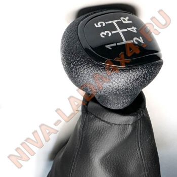 Рукоятка рычага управления КПП и Рукоятка рычага КР НИВА Шевроле М-0312 с чехлами, эко-кожа черный