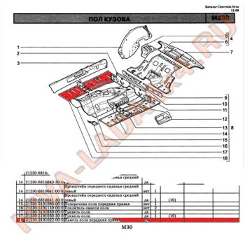 Жесть, панель пола передняя правая НИВА Шевроле 2123-5101022-70-0