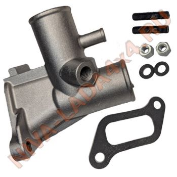 Патрубок ГБЦ отводящий НИВА инжектор 21073-1303014 с прокладкой и метизами для установки