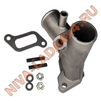 Патрубок ГБЦ отводящий НИВА инжектор 21073-1303014 с прокладкой и метизами для установки