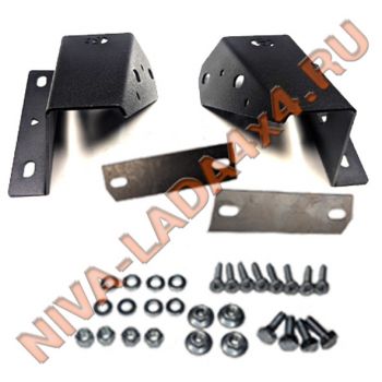Кронштейн фартука, брызговика заднего НИВА Шевроле 2123-8404414-55; 2123-8404415-55 УСИЛЕННЫЕ (пара) с 2009г. Bertone С брызговиками и метизами