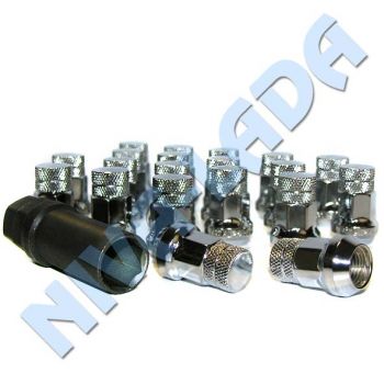 Гайка М12х1,25 колесная Нива 7-ми гранные, узкие 20шт. + спец ключ, хромированные. Для литых дисков