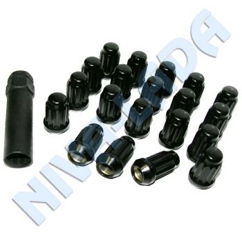 Гайка М12х1,25 колесная Нива Vector ,узкие 20шт. + спец ключ, черные. Для литых дисков