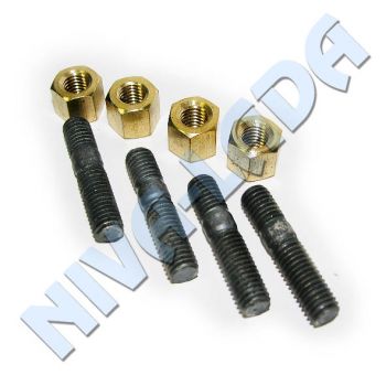 Гайки М8 латунь и шпильки М8х37 приемной трубы для автомобиля НИВА4х4 (8 деталей)