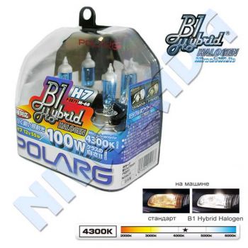 Лампа H7 POLARG B1 Hybrid Halogen Miracle White 4300k 100w P0879, M-68 (2шт.)