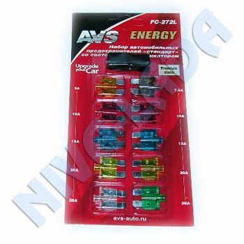 Предохранители флажковые в блистере AVS FC-272L с диодом (10шт)