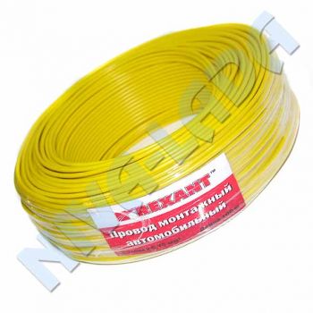 Провод монтажный ПГВА, цвет желтый, 1м, 0,75мм