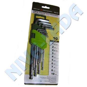 Набор ключей шестигранных ДТ 562101 длинные с шаром (10 пред.)