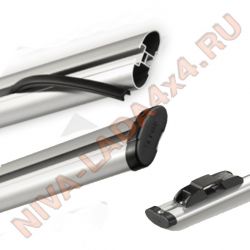 Багажник поперечины на рейлинги 2087-АУН-11 НИВА, аэродинамические, серебристые с креплением "СКОБА" АвтоПолимерСервис