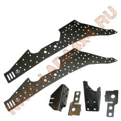 Накладка-усилитель передних лонжеронов НИВА 2121; 21213; 21214; 2131 "ЗВС" 3 мм высокая комплект с кронштейнами амортизаторов 2 положения