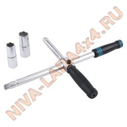 Ключ баллонный крест 17х19х21х23мм Gross 14270 раскладной, хромированный, в кейсе