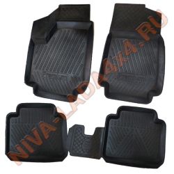 Коврики салона НИВА 2131 (4 детали, с перемычкой, резиновые) Rezkon