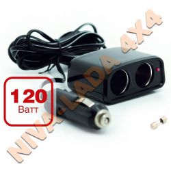 Разветвитель прикуривателя 2 гнезда AVS CS201 мощность 120вт.