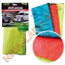 Салфетка микрофибра AVS MF-6102, 3шт. 30х30см. Для комплексного ухода