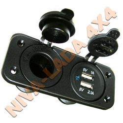 Панель 2в1 разъем USB-2 + гнездо прикуривателя, влагозащищенная