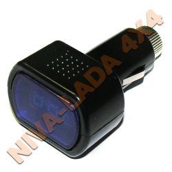 Вольтметр цифровой универсальный в прикуриватель (экран синий, цифры красные)