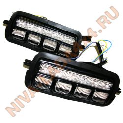 Подфарник НИВА 21214-3712010 / 21214-3712011 LED свет, c ДХО (комплект) Тюнавто, оригинал