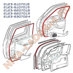 Уплотнитель дверей НИВА-Шевроле в сборе 2123-6107018/19-00-0; 2123-6207018/19-00-0; 2123-6307024-00-0 (5шт.)
