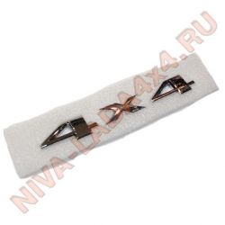 Шильдик 4х4 Хром 2х15 см. самоклеющийся с монтажным трафаретом Арт.6348