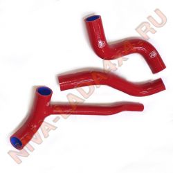 Шланги радиатора НИВА-Шевроле 2123-1303010; 2123-1303074; 2123-1303025 Силиконовые усиленные (3шт.) красные