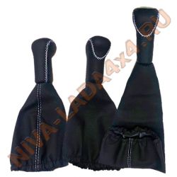 Рукоятка рычага управления КПП и КР НИВА с чехлами, эко-кожа цвет строчки серый исп. LUX