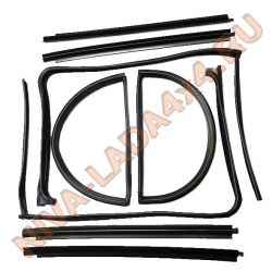 Уплотнитель стекла опускных и глухих задних дверей НИВА 2131 с 2019 г.в. Комплект 8 деталей. 21317-6203122; 21317-6203290; 21317-6203291; 21317-6203292; 21317-6203293; 21317-6203320; 21317-6203321; бархотки