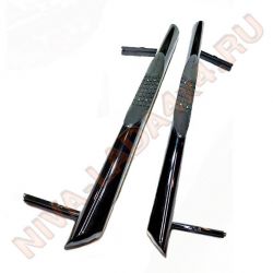 Защита порогов НИВА ТС-0366 с проступью, со скосом 2121; 21213; 21214 черный