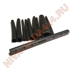 Набор трубок изоляционных, термоусаживаемых с клеевой основой REXANT (10шт.) черные
