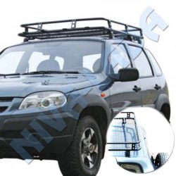 Багажник экспедиционный НИВА-Шевроле (1600х1150х150) (6 опор) ТРОФИ ТС-0179 (с сеткой)