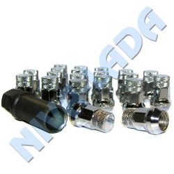 Гайка М12х1,25 колесная Нива 7-ми гранные, узкие 20шт. + спец ключ, хромированные. Для литых дисков